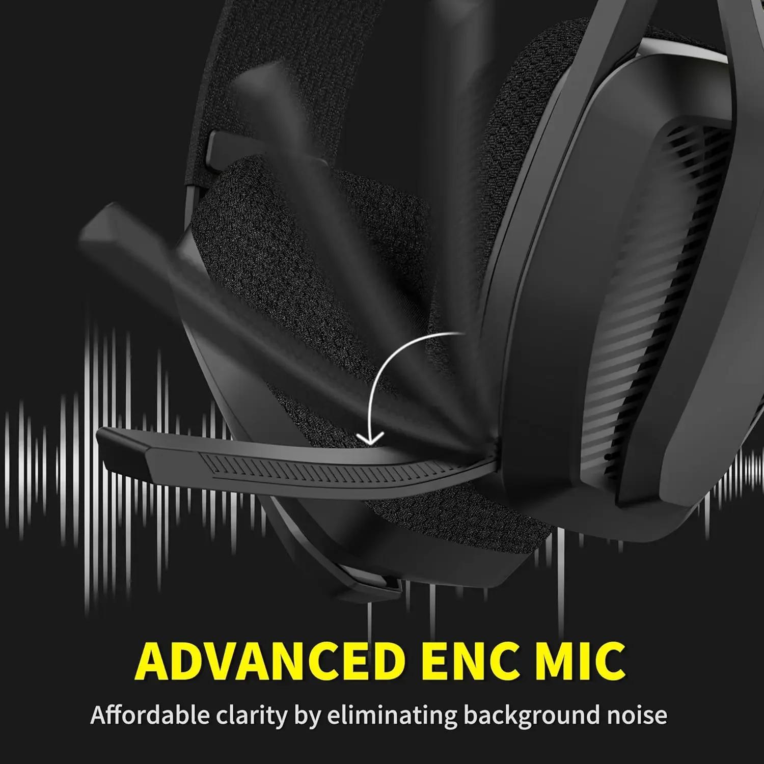 BINNUNE BW06 casque de jeu sans fil 2.4G avec micro Flip ENC pour PC, PS4, PS5, casque Bluetooth dou