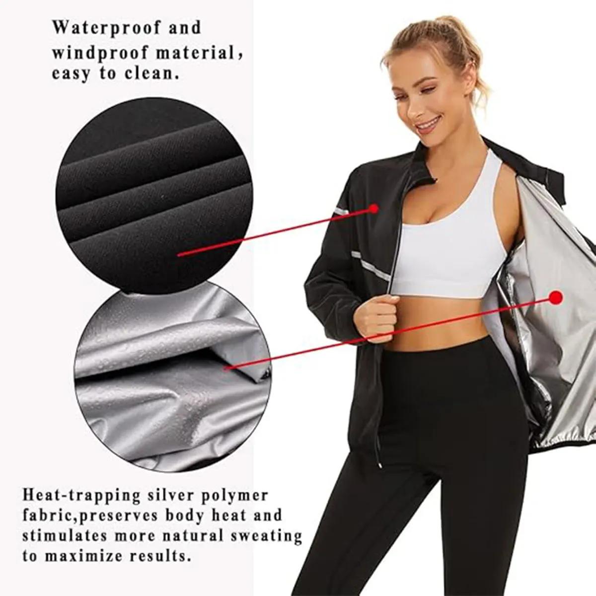 Combinaison de sauna pour femmes, veste à manches longues, corset d'exercice, haut à fermeture éclai