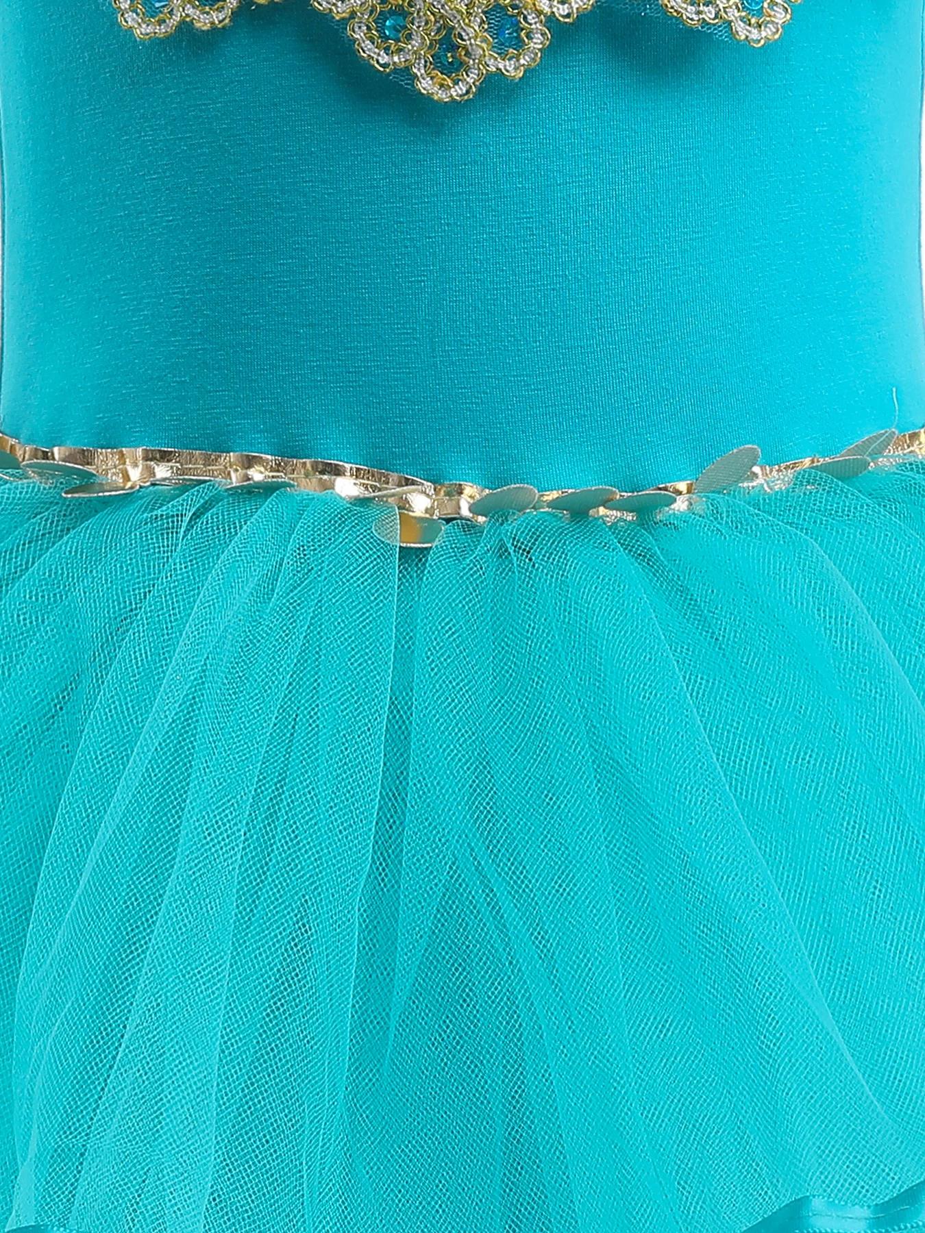 Robe Tutu Princesse Jasmine avec Cape pour Petite Fille, Costume de brevBallerine, Tenue de brev, Bl