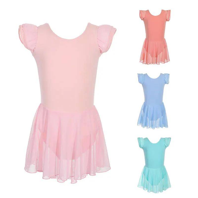 Justaucorps de Ballet pour filles, jupe, robe de soirée, en coton, vêtements de gymnastique, pour fe