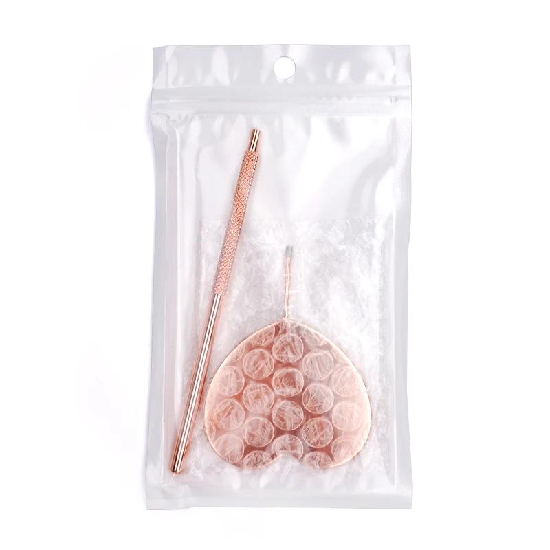 Miroir de contrôle d'extensions de cils en forme de cœur, miroir multifonction en acier inoxydable, 