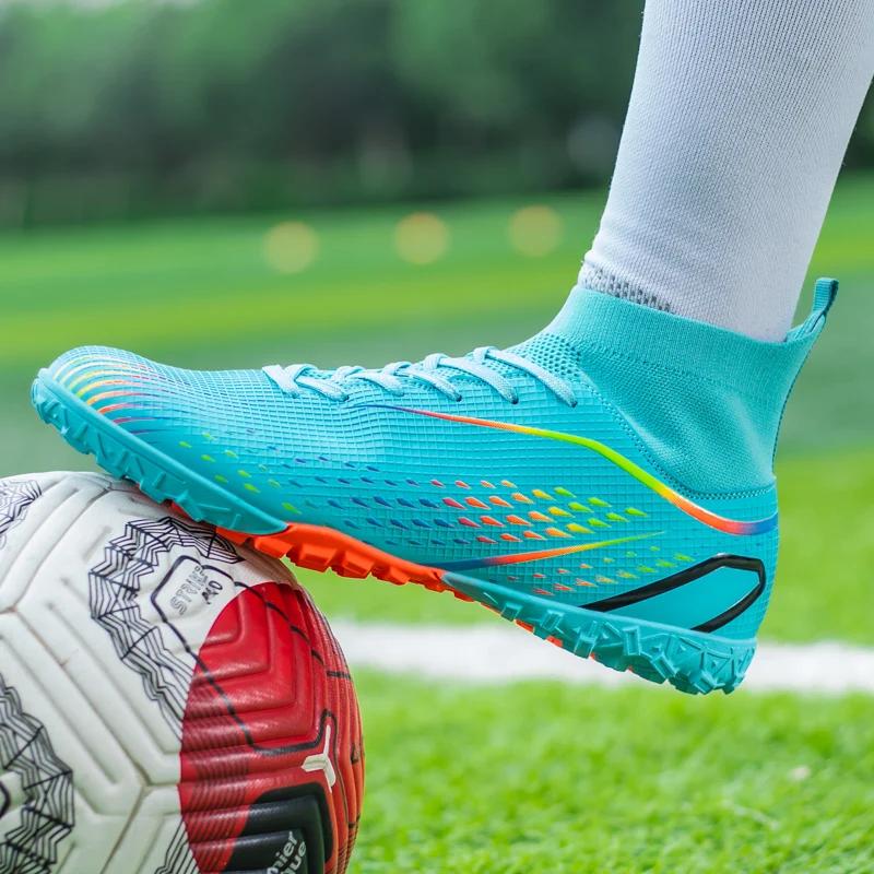 Chaussures de football respirantes unisexes pour match et entraînement sur gazon et futsal
