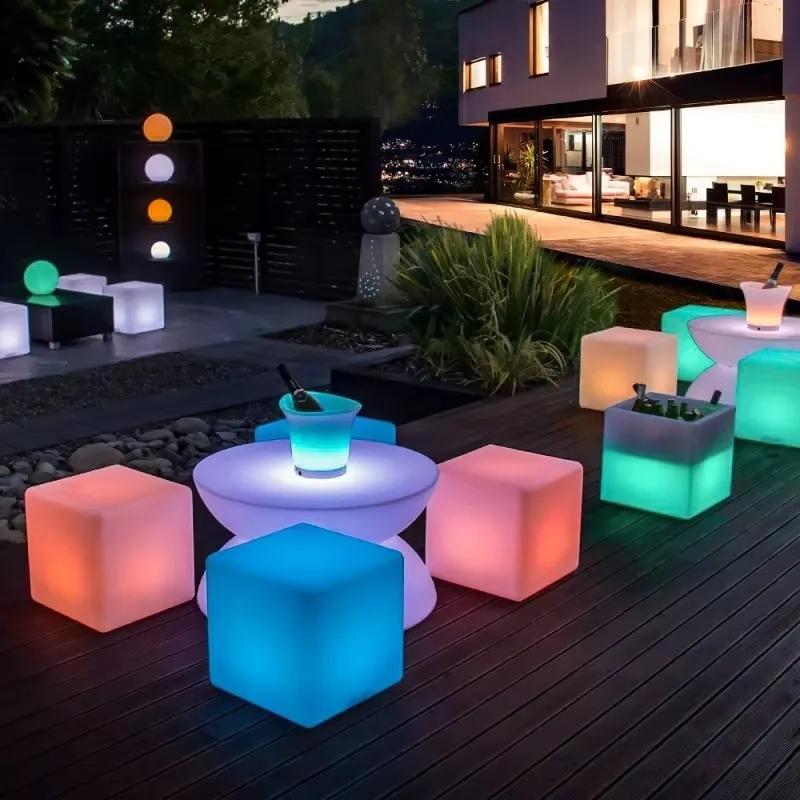 Siège Cube électroluminescent LED télécommandé pour l'extérieur, 16 couleurs, tabourets de Bar KTV, 