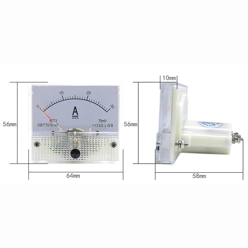 Voltmètre à panneau analogique 85C1 DC, ampèremètre, jauge 1A 5A 10A 20A 30A 50A 75A 100A 150A 200A 