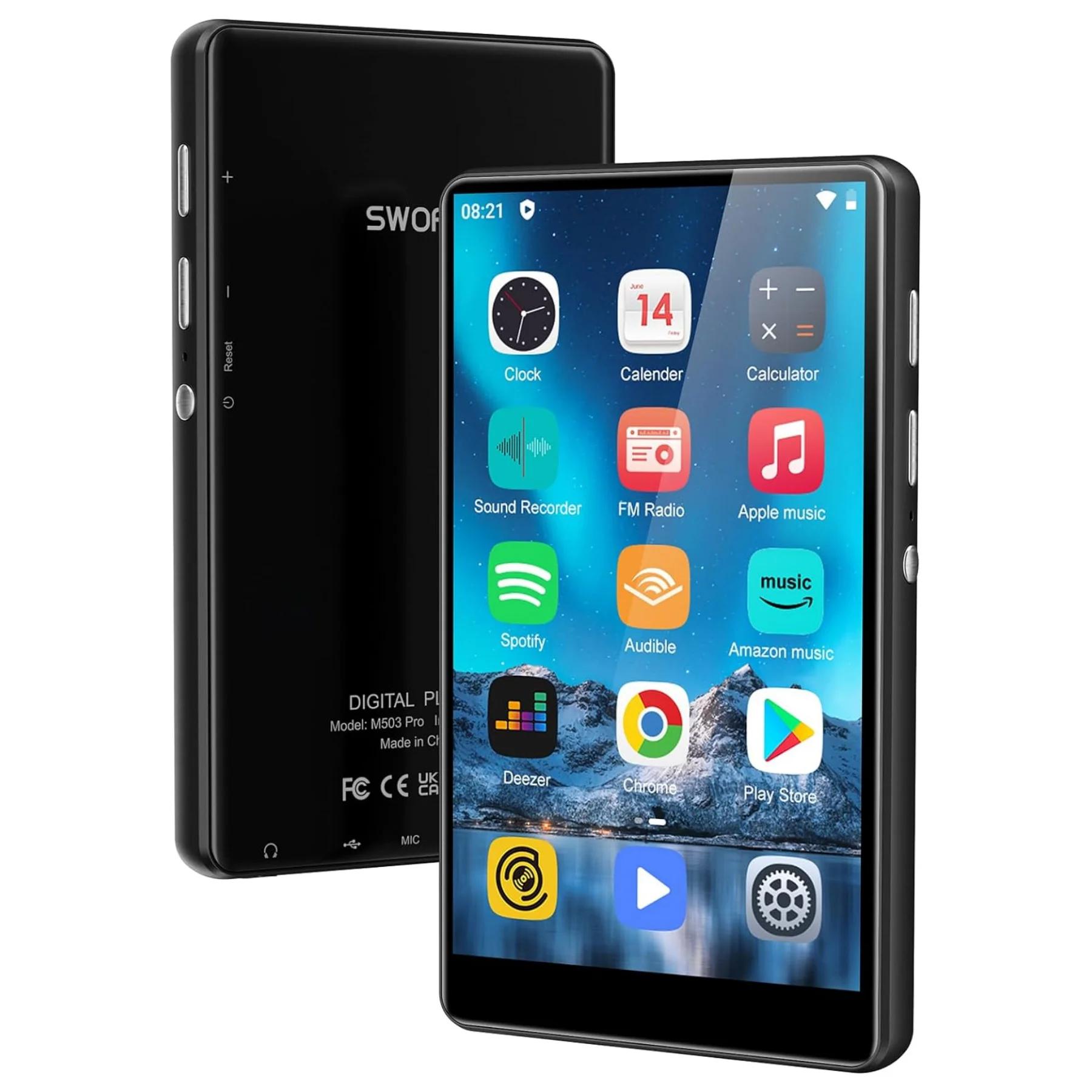 Lecteur MP3 80 Go (64 Go + 16 Go) pour Android avec Bluetooth et WiFi, écran tactile complet de 4,0 