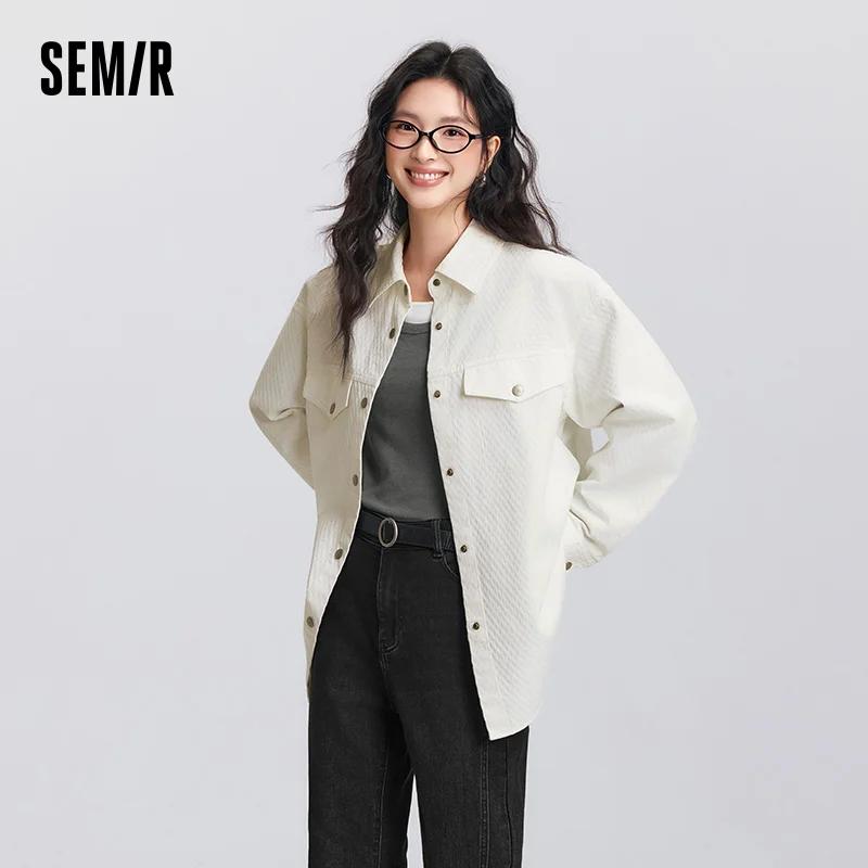 Semir chemise à manches longues femmes mi-longue motif diamant coton 2025 nouveau printemps haut sur