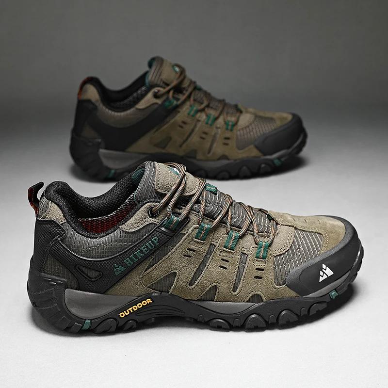 Chaussures randonnée homme HIKEUP cuir suédé - Baskets trekking résistantes à l'usure pour marche et chasse