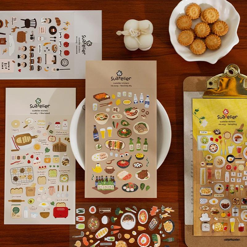 Autocollants esthétiques Suatelier Foods pour scrapbooking, journaux créatifs, décorations coréennes