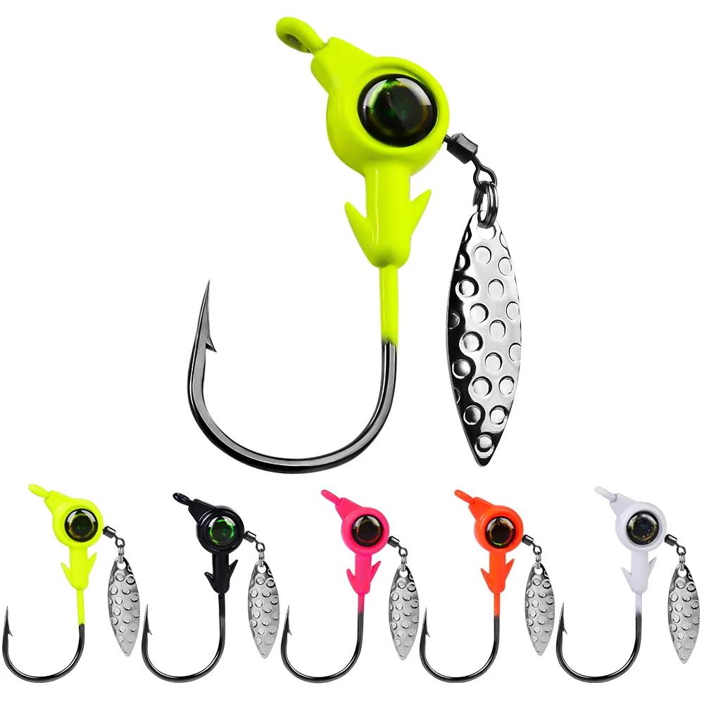 3 pièces tête de gabarit crochet 3.5g 5g 7g 10g crochet de pêche rotatif paillettes gabarit leurre c