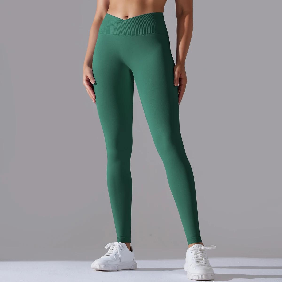 Taille croisée femmes Yoga Leggings hanches levage Gym Leggings sans couture Sport pantalon taille h