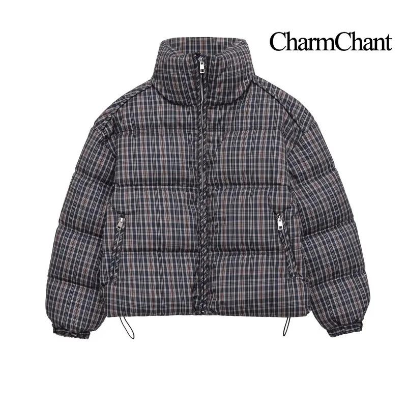 CharmChant col montant Plaid doudoune pour femmes hiver 2025 rembourrage manteau femme nouveau en ma