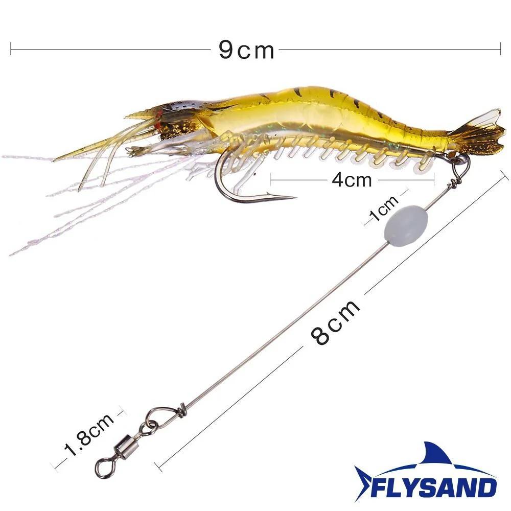 FLYSAND leurre à crevettes avec crochets leurres de pêche souples lumineux appâts à crevettes appâts