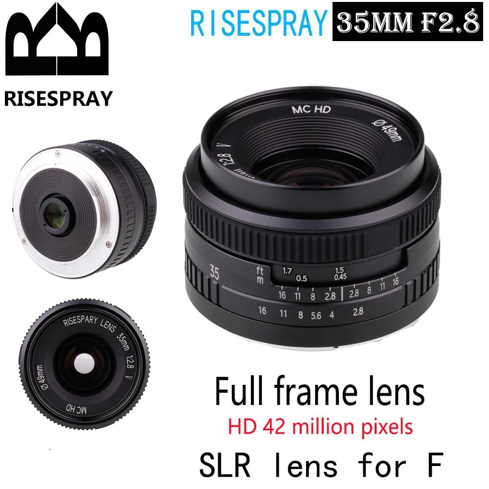 RISESPRAY 35MM F2.8 métal manuel grand angle objectif fixe HD 42 millions de pixels objectif SLR pou