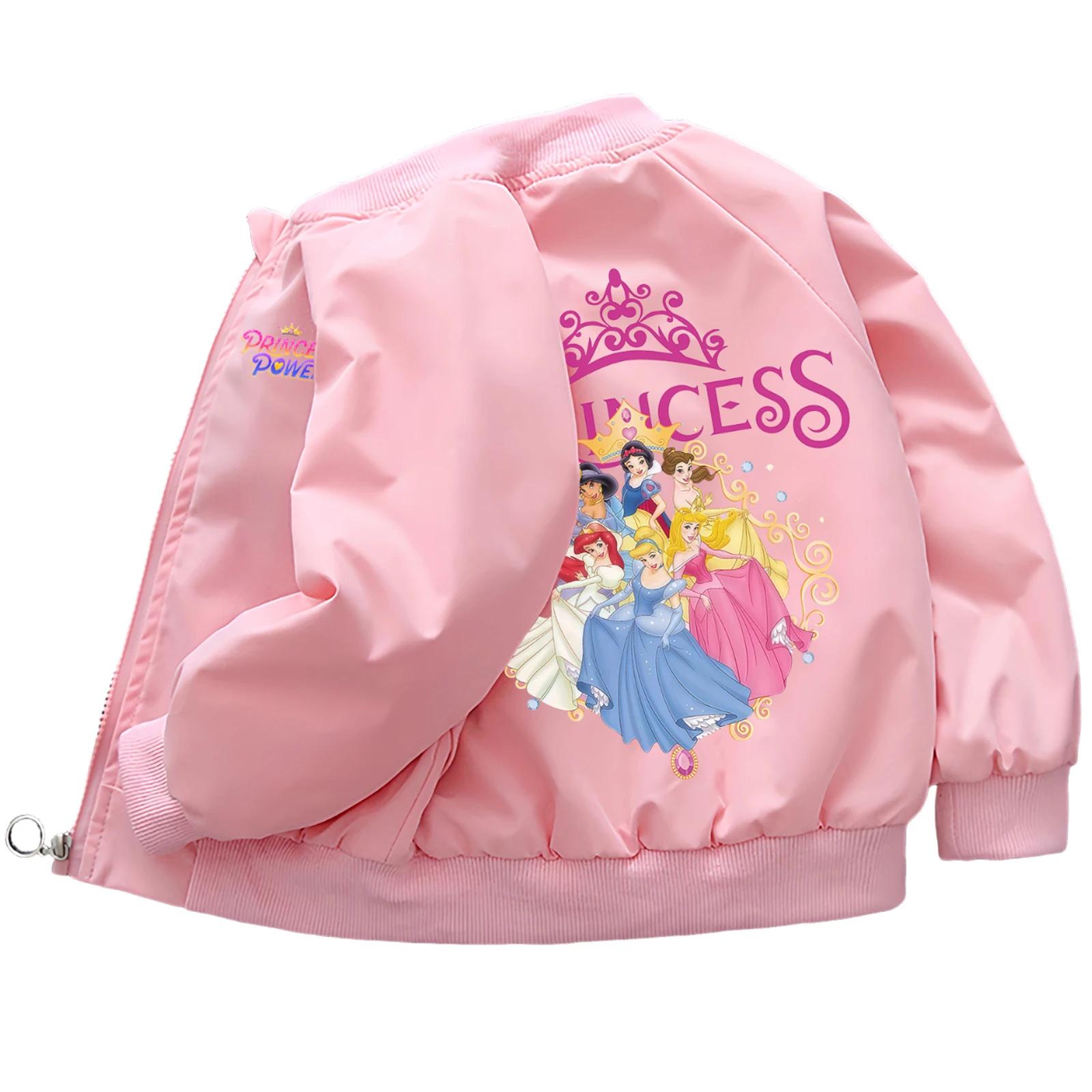 Veste coupe-vent Disney Princess pour filles, manteau décontracté de printemps 2026, motif doux Blan