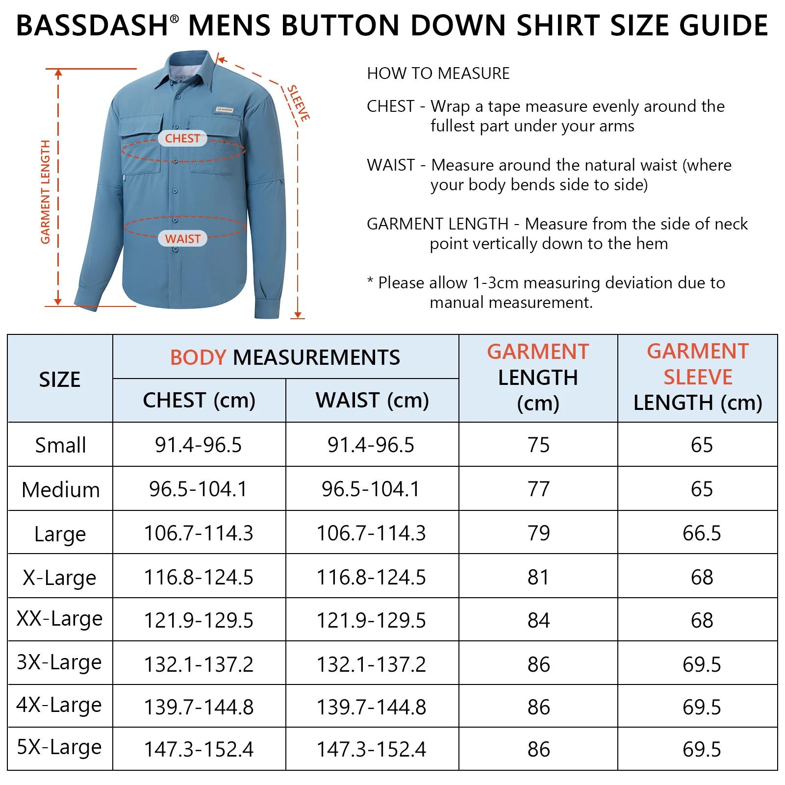 BASSDASH Chemise boutonnée de pêche à manches longues UPF 50 pour homme Performance Séchage rapide F