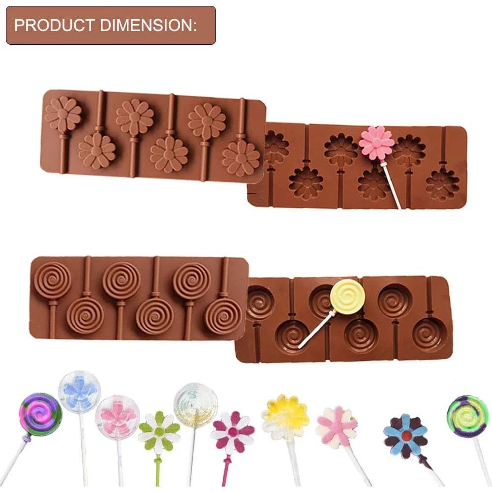 Moule rond à sucettes en Silicone, fleur mignonne, gelée, bonbons, chocolat, savon, ustensiles de cu