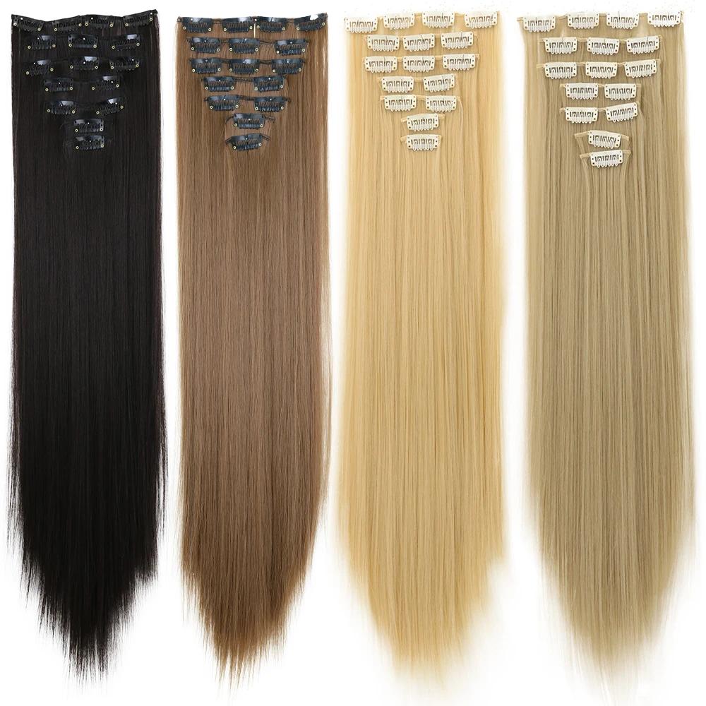 LANSA 7Clips longue droite synthétique pince sur Extensions de cheveux Cheveux pince Naturel haute t