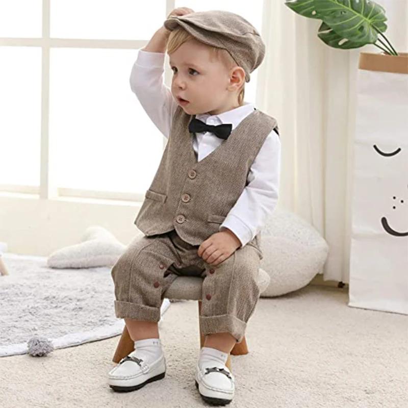 Nouveau-né garçon vêtements formels ensemble infantile garçon Gentleman anniversaire barboteuse tenu