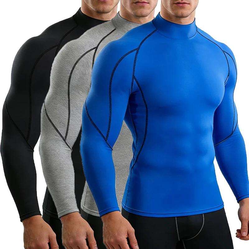 T-shirt de course pour homme, à séchage rapide, pour musculation, sport, manches longues, haut de co