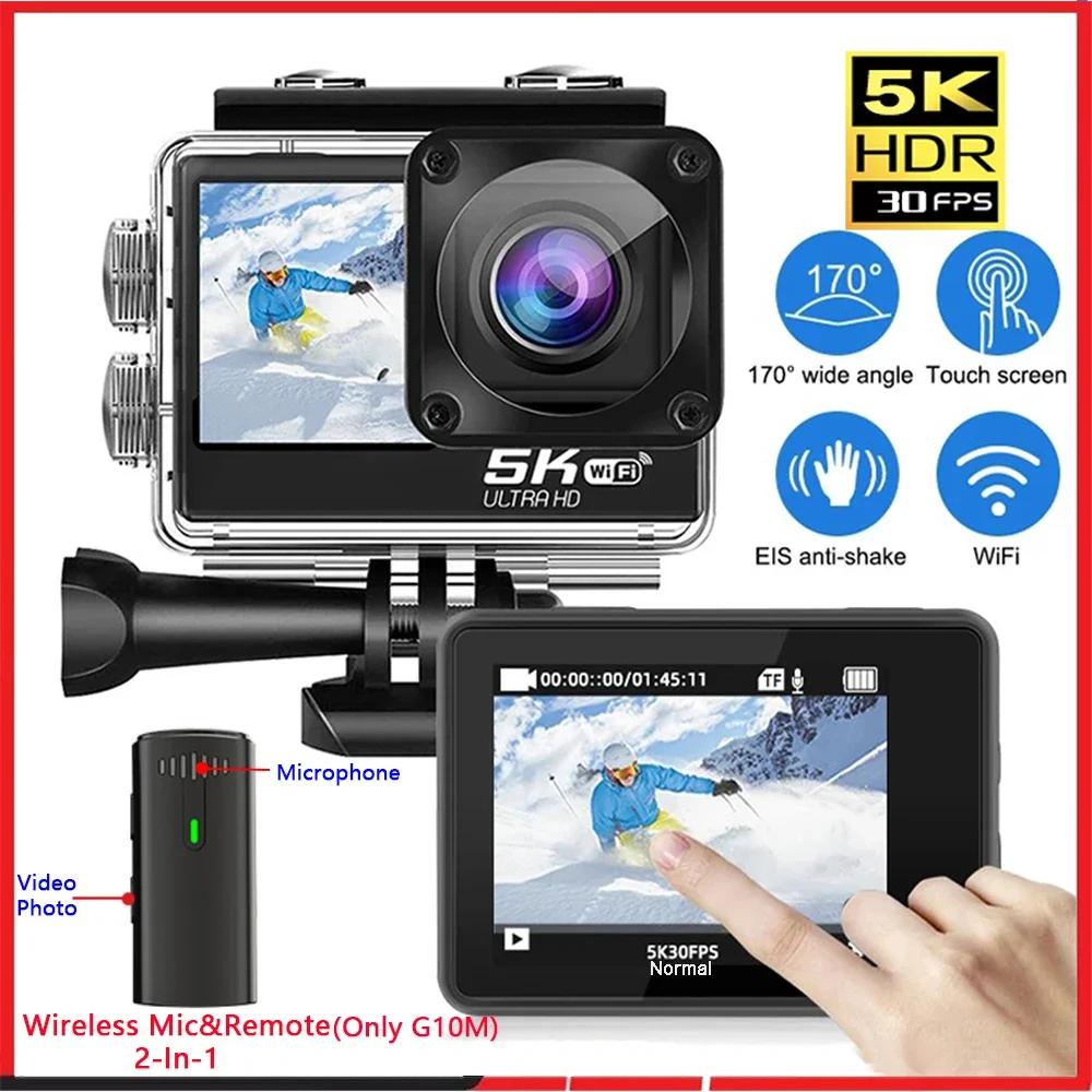 Caméra d'action 5K 4K60FPS EIS 48MP Wi-Fi double écran 170D 8X Zoom pré-enregistrement 30M caméra de