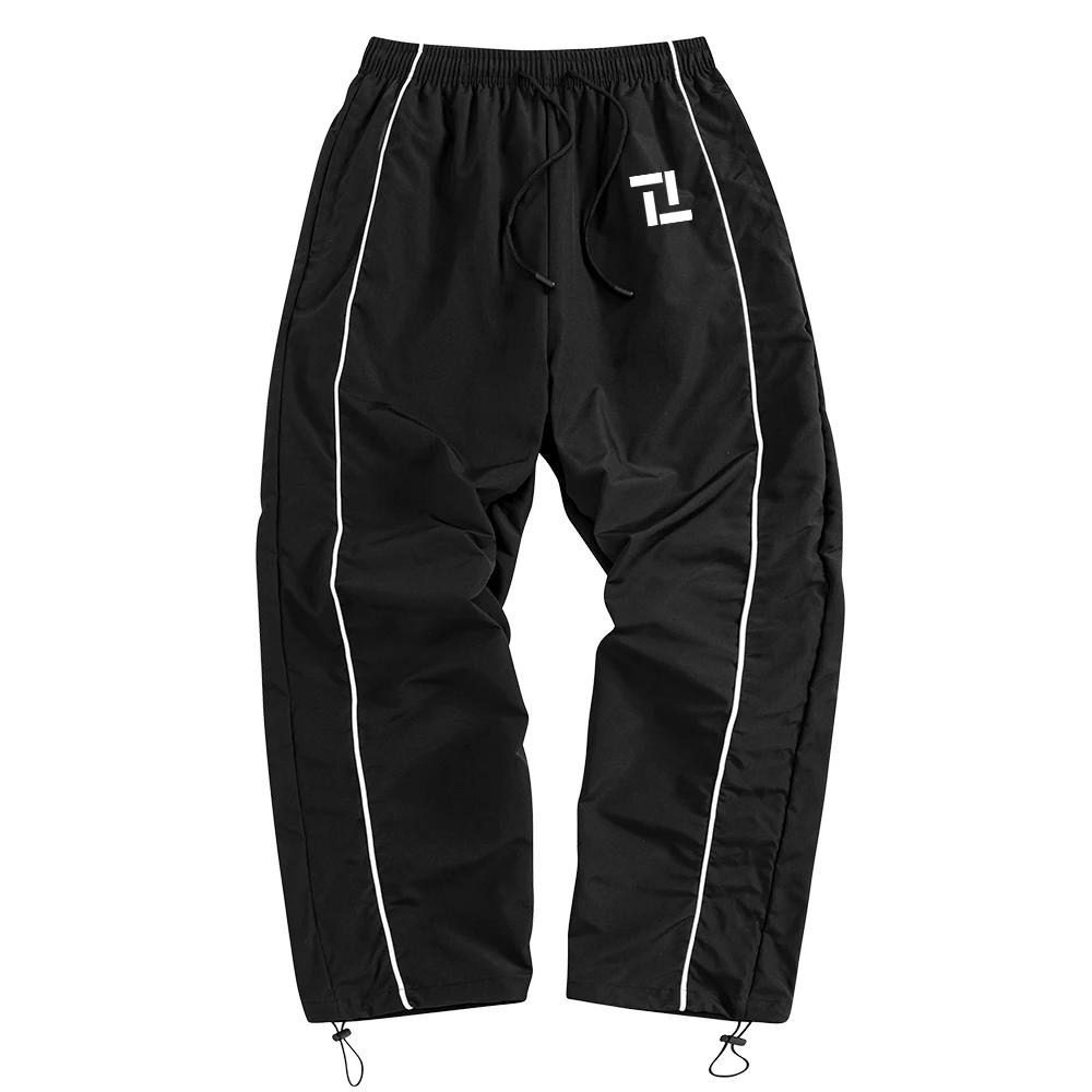 Pantalon de survêtement d'entraînement de Fitness noir pour hommes, avec rayures latérales blanches,