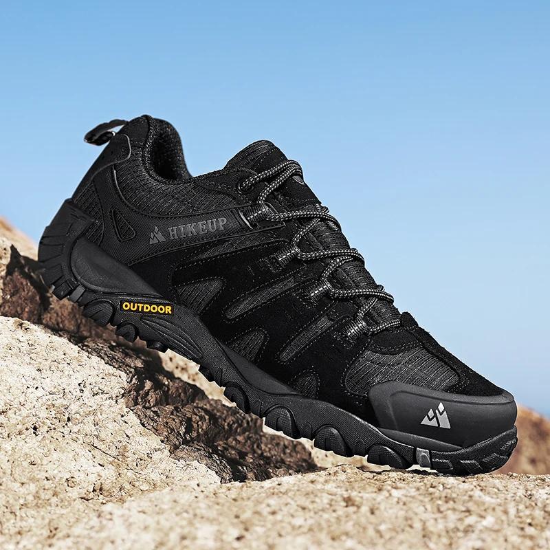 HIKEUP chaussures de randonnée pour hommes chaussures d'extérieur en daim et cuir résistant à l'usur