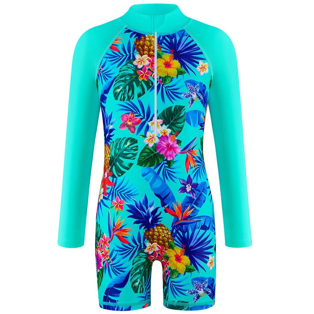 Maillot de bain fille petite fille fermeture éclair sur le devant maillots de bain enfants costumes 