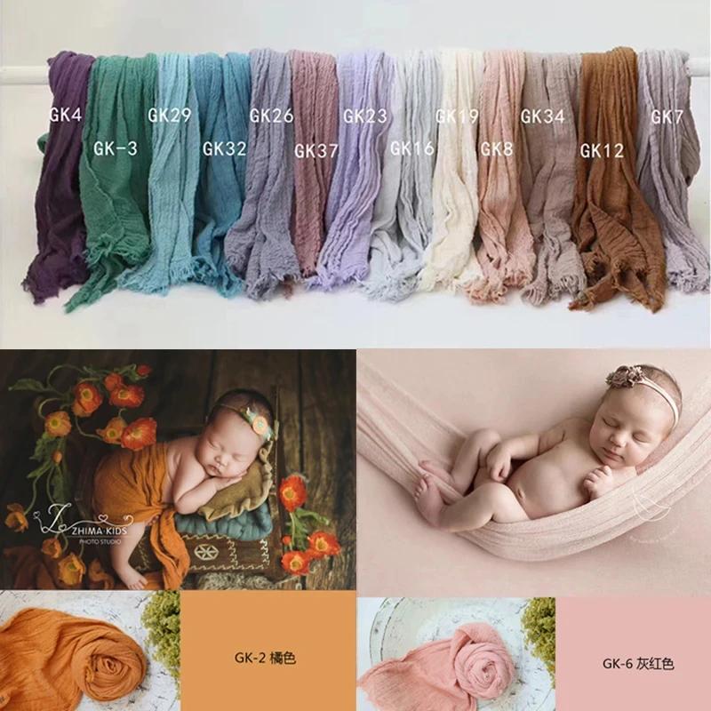 Seersucker-Accessoires de photographie pour nouveau-né, gaze de coton douce, couverture d'emmaillota