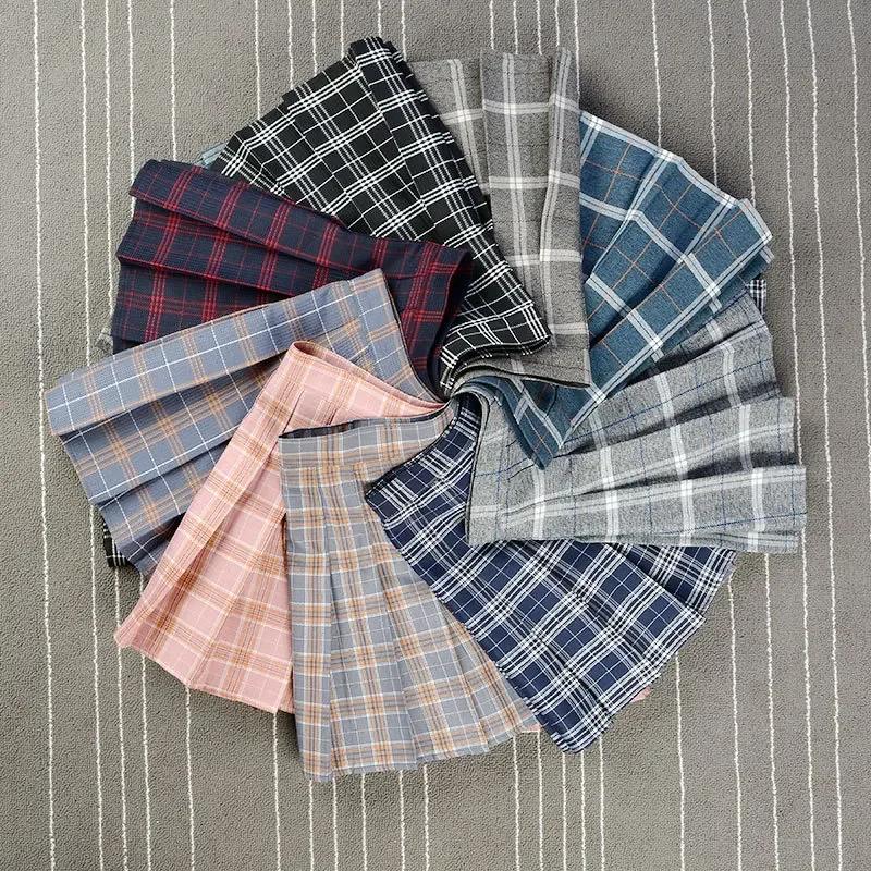 Jupe plissée Harajuku 0 pour femmes, Style Preppy, à carreaux, Mini uniformes scolaires japonais mig