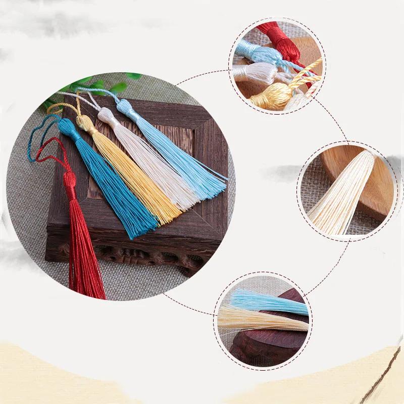 Frange à pampilles en soie et Polyester, 100 pièces/paquet, 13cm, garniture de pompons en coton pour