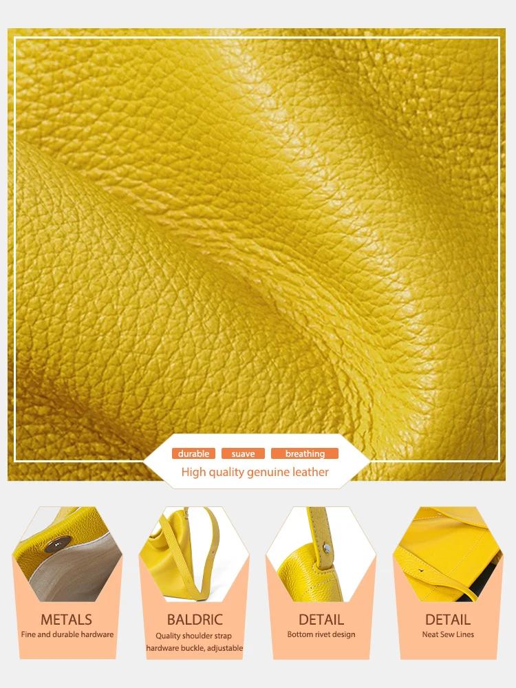 Zency 100% Sac à main en cuir véritable femmes petit Sac seau décontracté dame Sac à bandoulière Bei