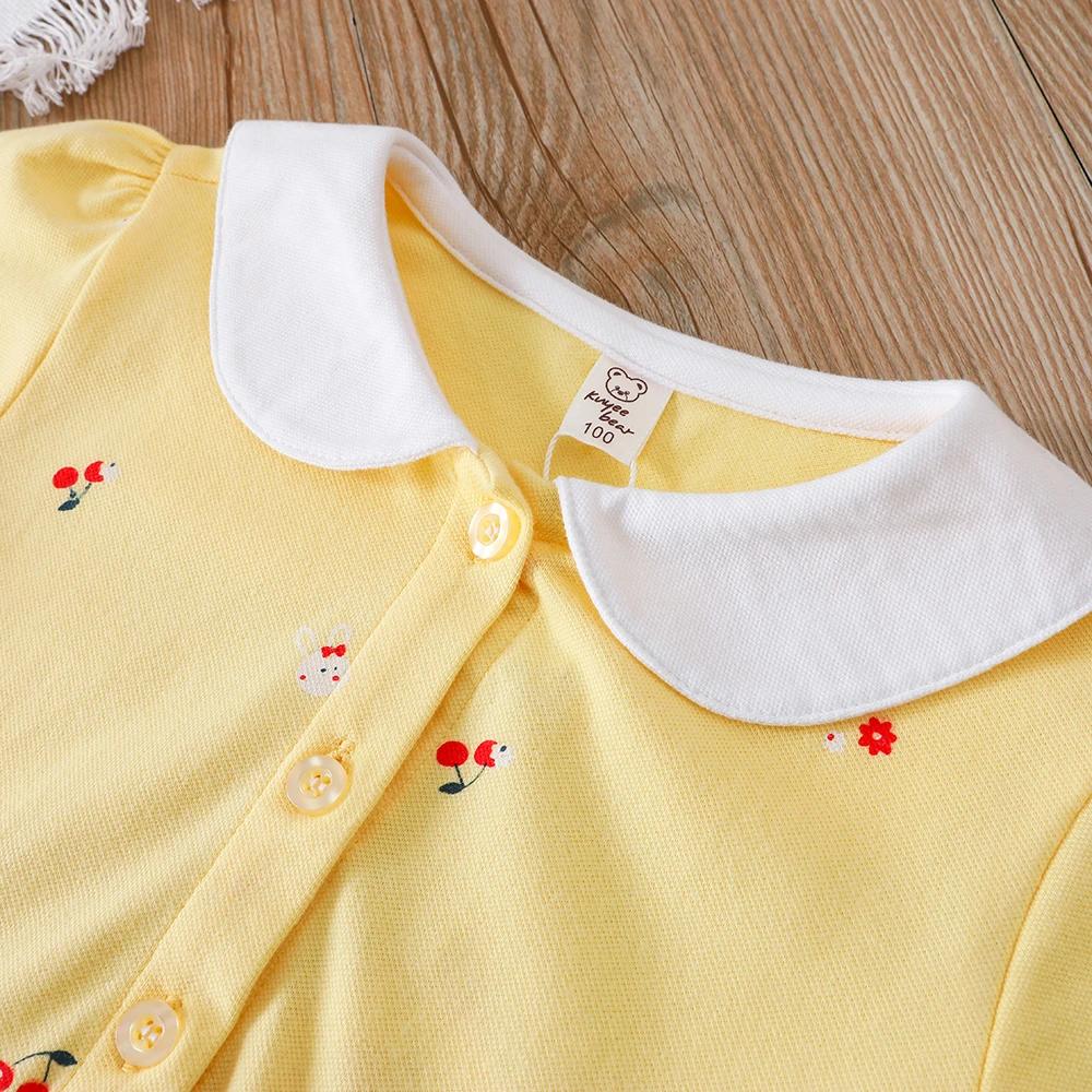 Robe d'été pour bébés filles de 2 à 6 ans, vêtements en coton à manches courtes et col rabattu