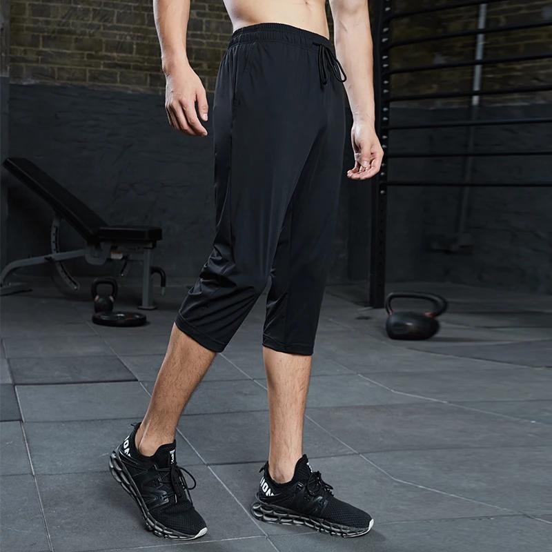 SONECHOKI été course mollet longueur pantalon hommes noir pantalon de Sport ample avec impression ba