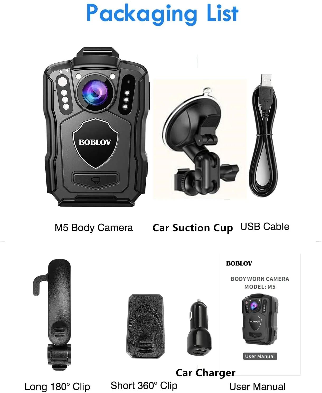 BOCombination-Caméra Linge de police VM5, caméra montée sur le corps, caméra GPS, batterie 1440 mAh,