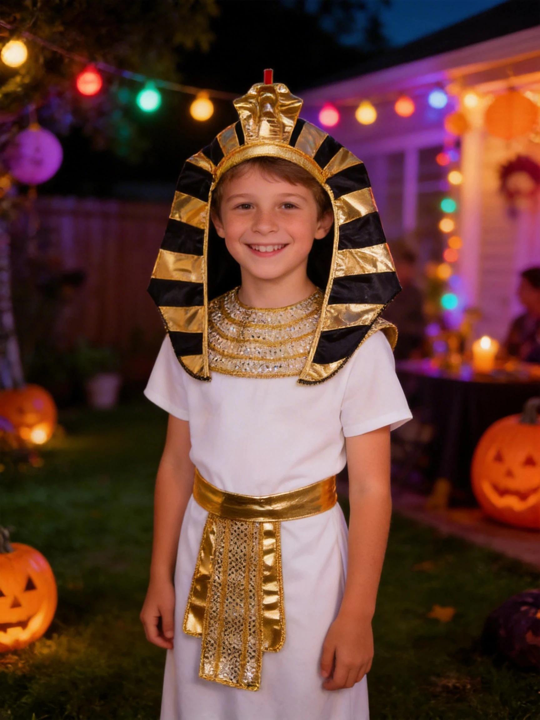 Costume de pharaon égyptien pour enfants, tenue de cosplay de l'Égypte ancienne royale avec coiffe N