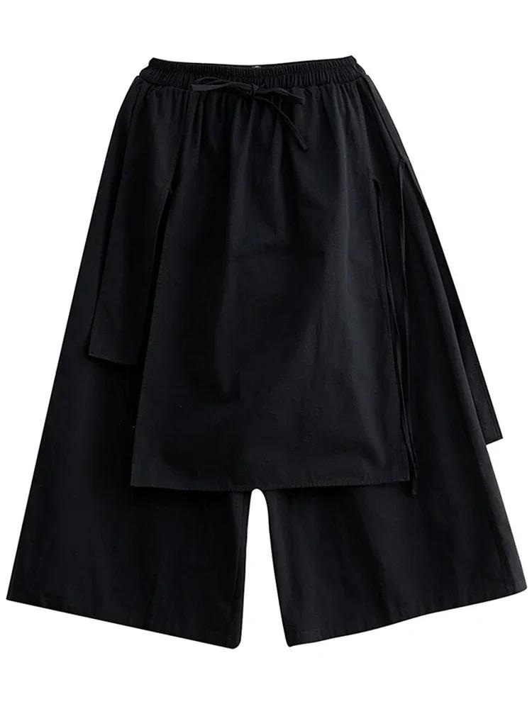 UMI MAO – pantalon irrégulier pour Femme, vêtement élégant sous la cheville, lisse, noir, Style Band