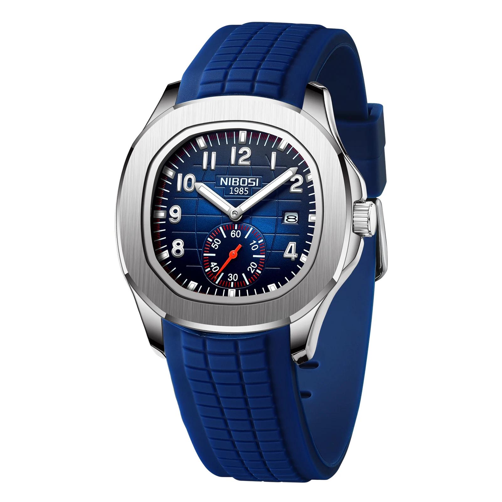 NIBOSI Sport hommes montres haut de gamme de luxe Auto Date montre hommes étanche lumineux AQUANAUT 