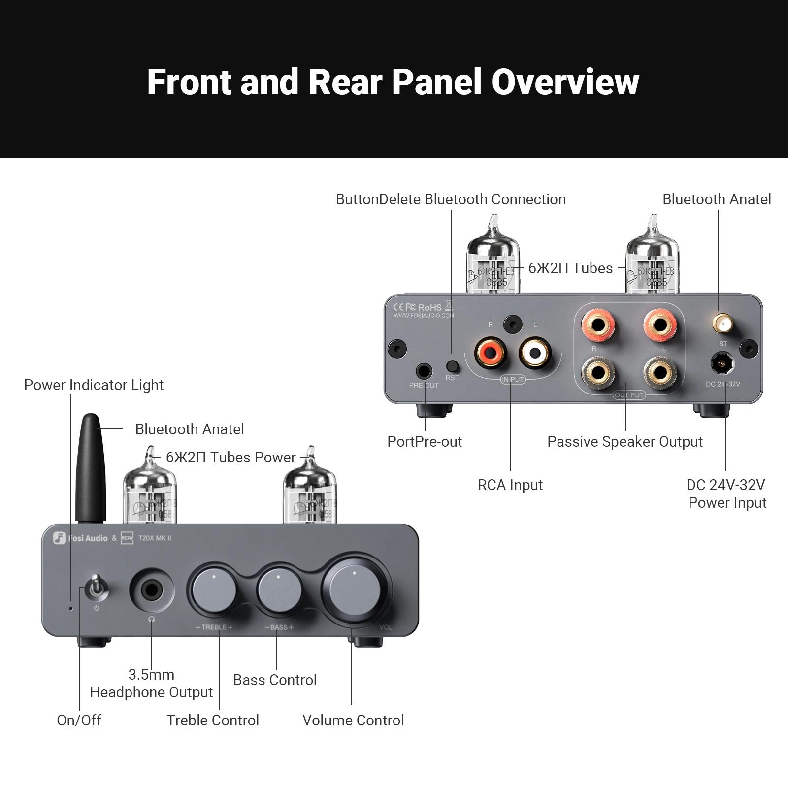 Fosi Audio T20X MKII 300W amplificateur à Tube sous vide Bluetooth amplificateur de puissance stéréo