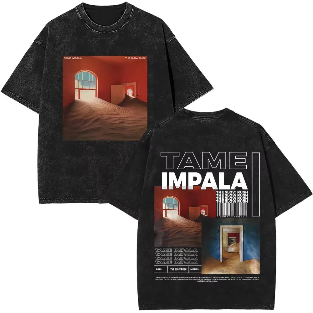 2025 lavé Vintage Tame Impala impression graphique T-shirts vêtements pour hommes Pop Rock groupe T-