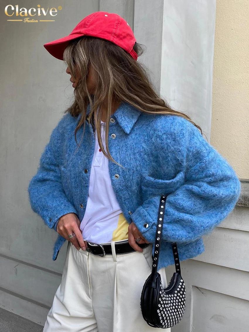 ClacMarkets-Veste à revers à manches longues pour femmes, haut de poche classique élégant, vêtements