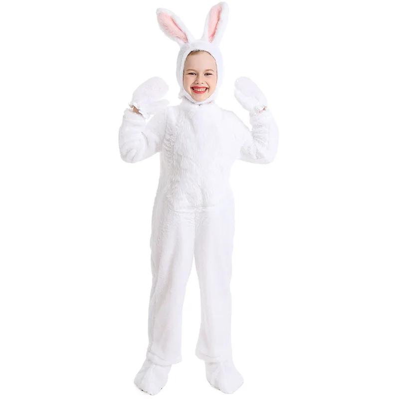 Pyjama une pièce en peluche lapin mignon pour enfants, idéal pour spectacle sur le thème de la forêt