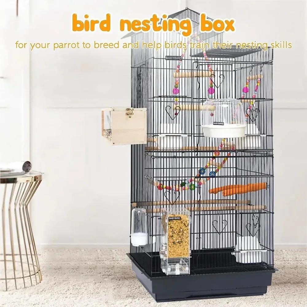 Nid de maison pour oiseaux, Design Transparent, pour perruches, calopsitte, facile à nettoyer, bords