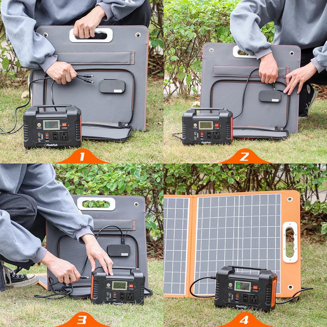 FF Flashfish 18V 60W panneau solaire pliable chargeur solaire Portable avec sortie cc USB-C QC3.0 po