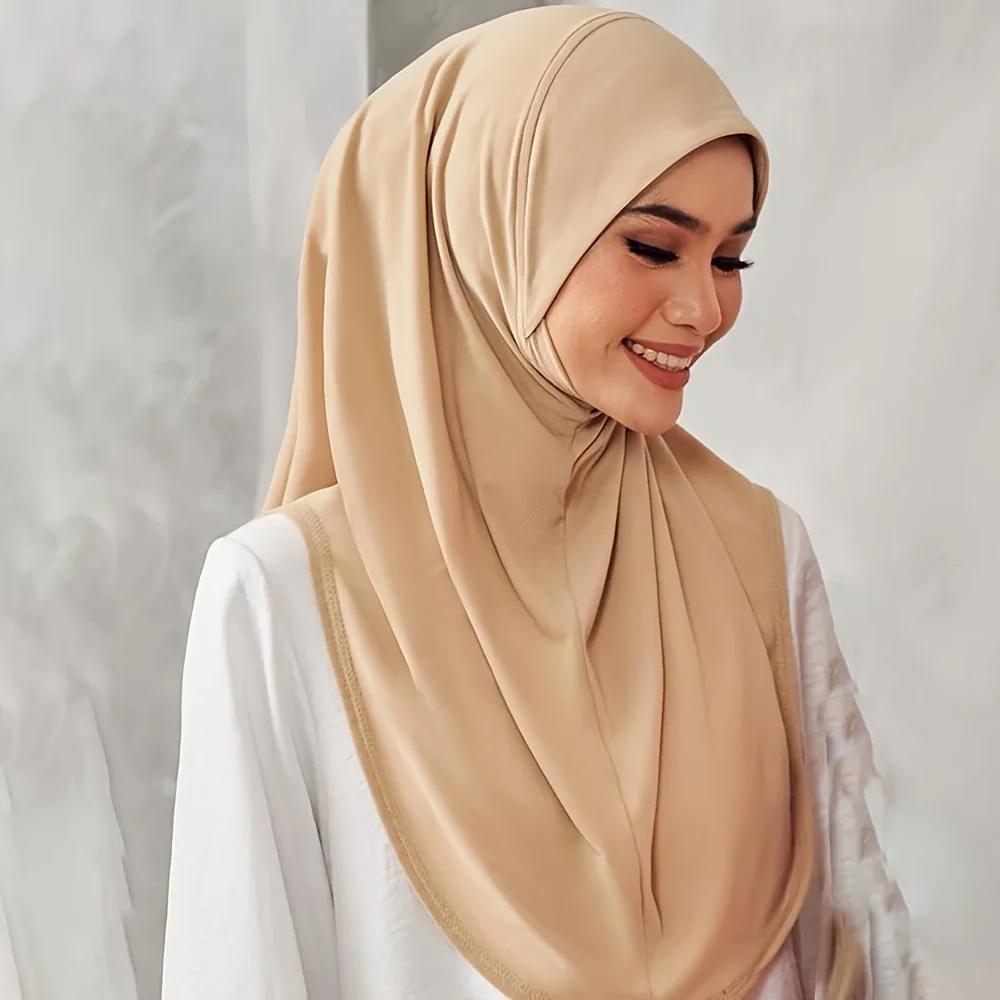 Nouveau instantané prêt à porter Hijab femmes musulmanes extensible sport Jersey Hijab foulards mala