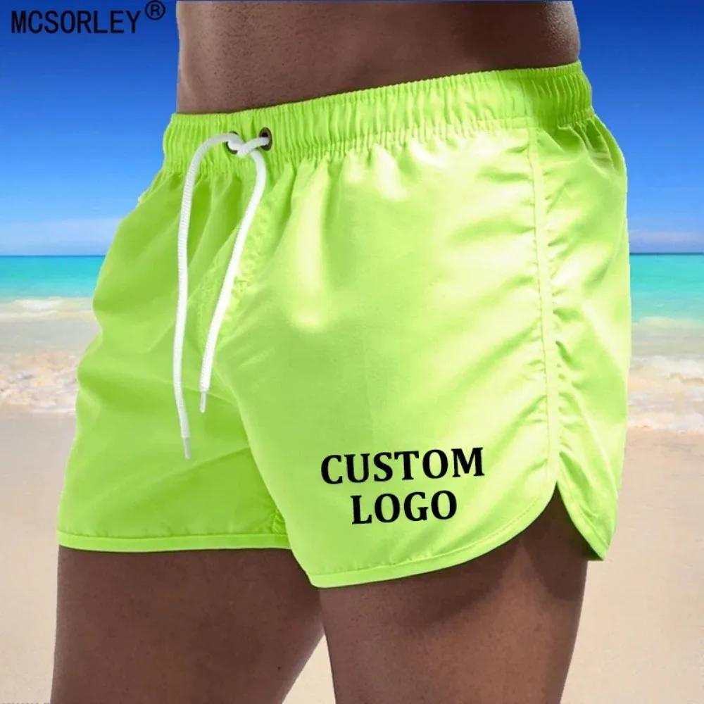 Maillot de bain pour homme avec logo personnalisé, boxer, short de plage, maillot de surf, mayo, sun
