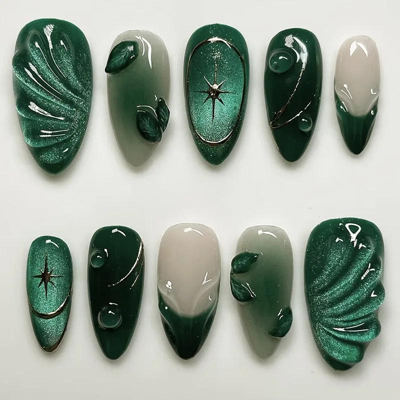 24 pièces doux Cool français faux ongles patchs Vintage Y2k faux ongles 3D cerise conception Nail Ar