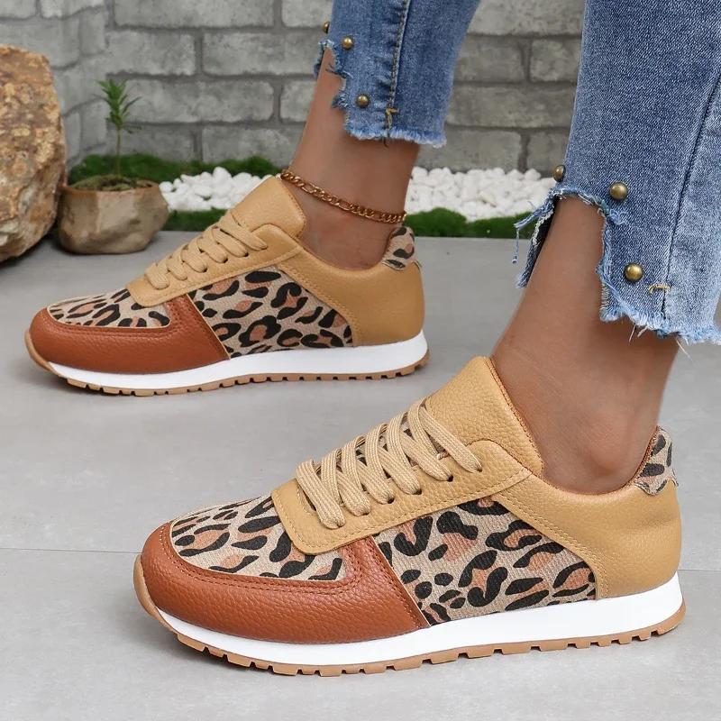 Baskets de Jogging pour femmes, baskets de marche décontractées d'été, tendance, imprimé léopard, co