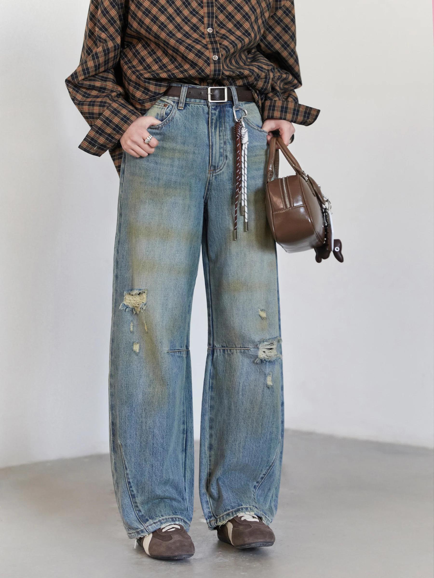 CHIC VEN rétro femmes jean ample décontracté nouveau taille haute jambes larges Denim pantalon femme