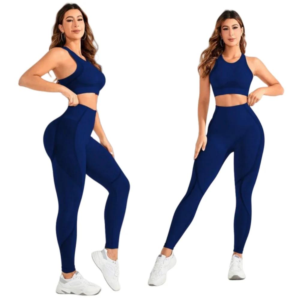 Costume 2 pièces, combinaison de yoga pour femmes, belle combinaison de pantalons taille haute au do