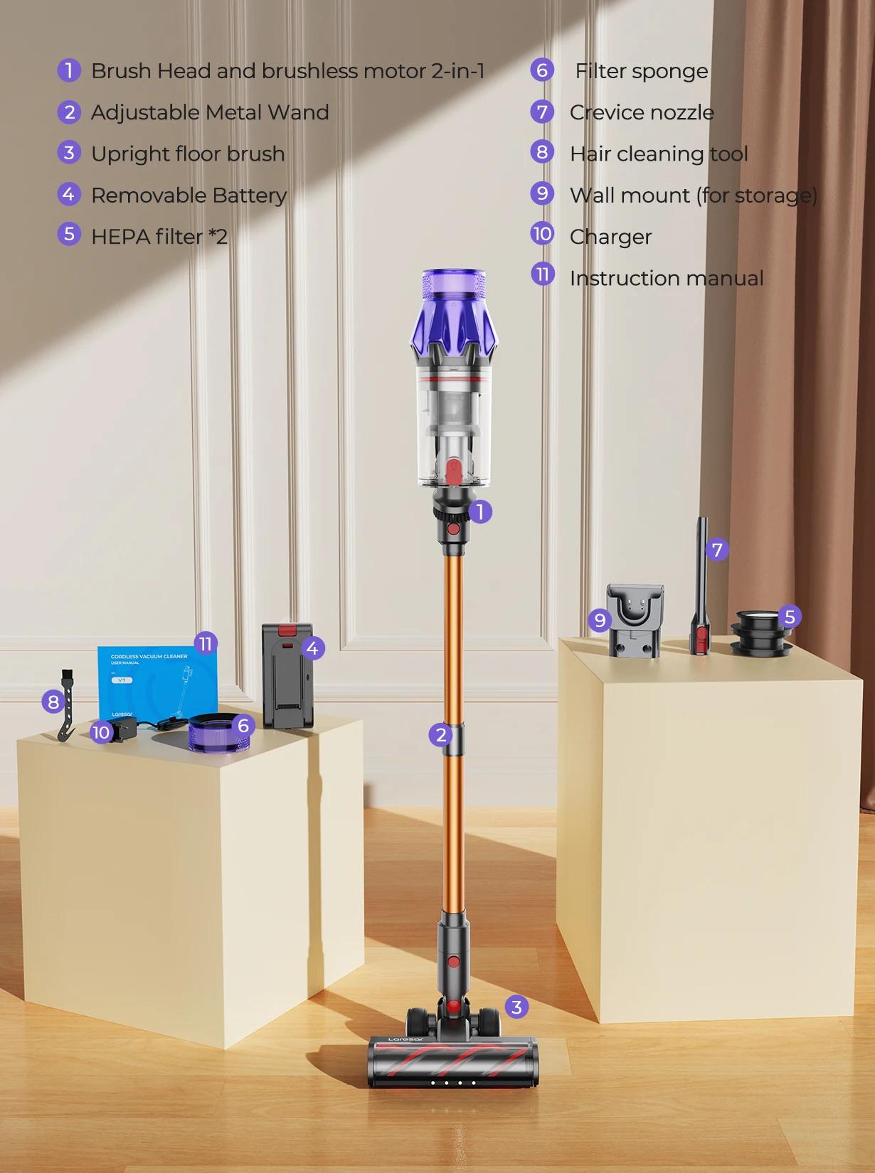 Aspirateur sans fil Laresar V7, 500W, puissance d'aspiration 50KPA, déterminer les appareils ménager